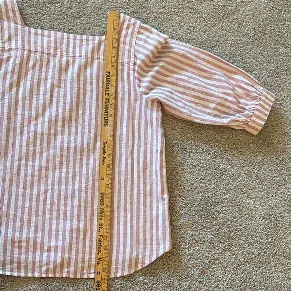 Striped Red and White Square Neck 3/4 sleeves, Cotton and Linen NWOT - Picture 11 of 13